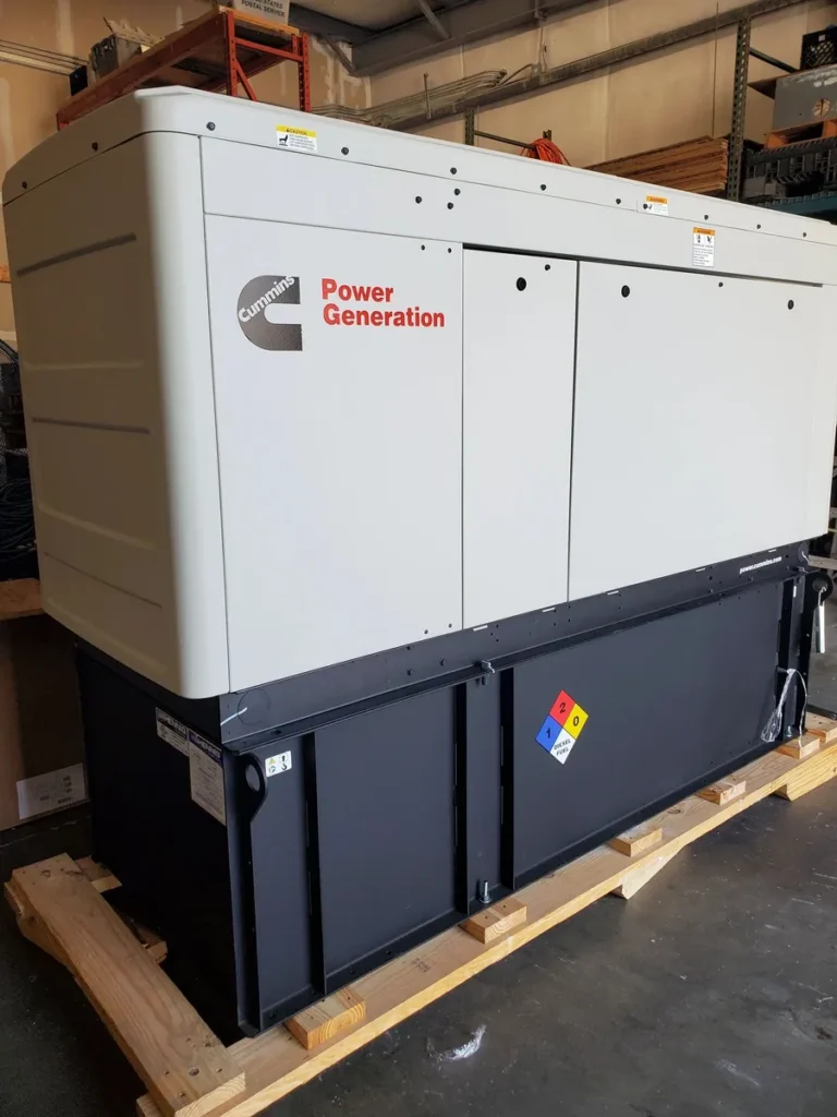 Cummins generator with sub-base fuel tank ready for installation