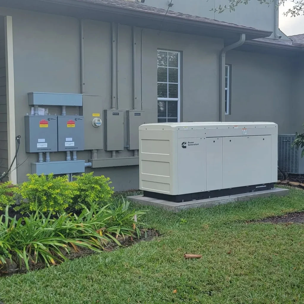 Cummins home standby generator installed with transfer switches