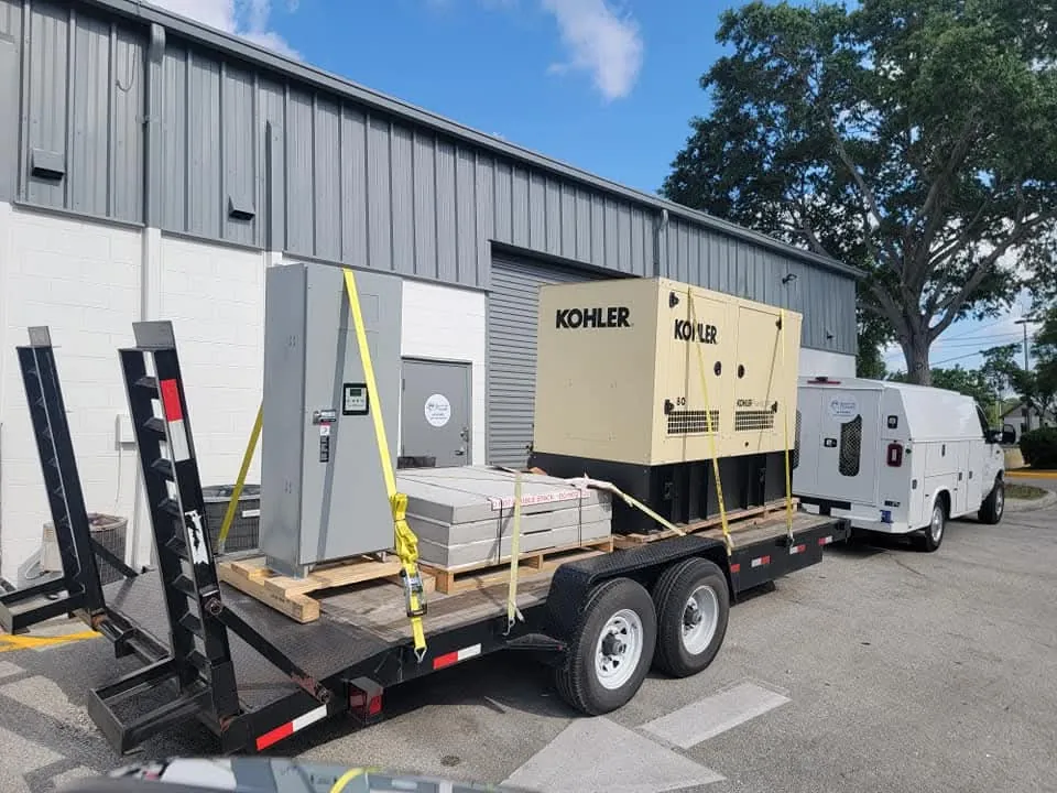 Kohler rental generator on a trailer ready for delivery
